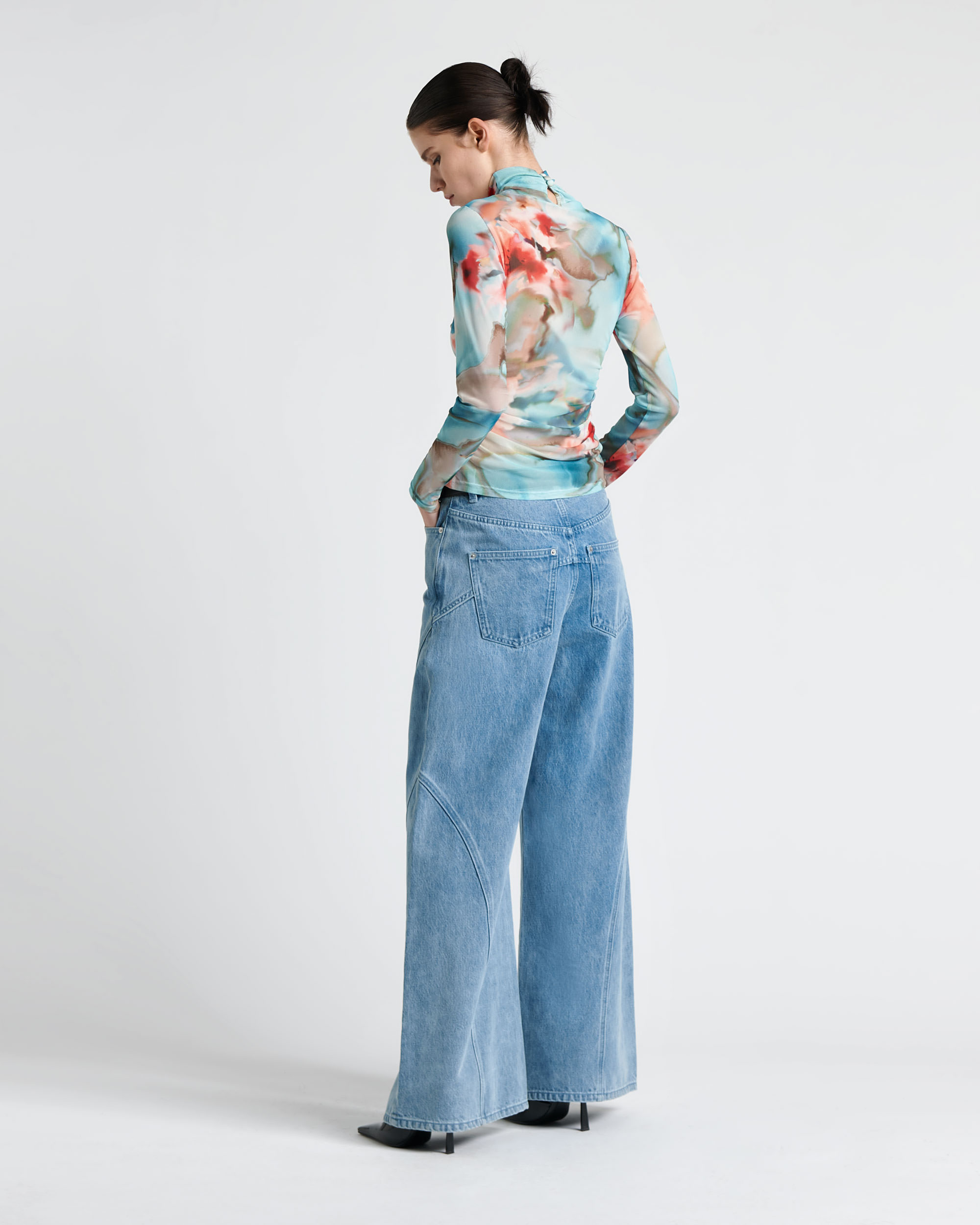shoot-studio-cue-archive-printed-top-aqua-multicolour-back-three-quarter