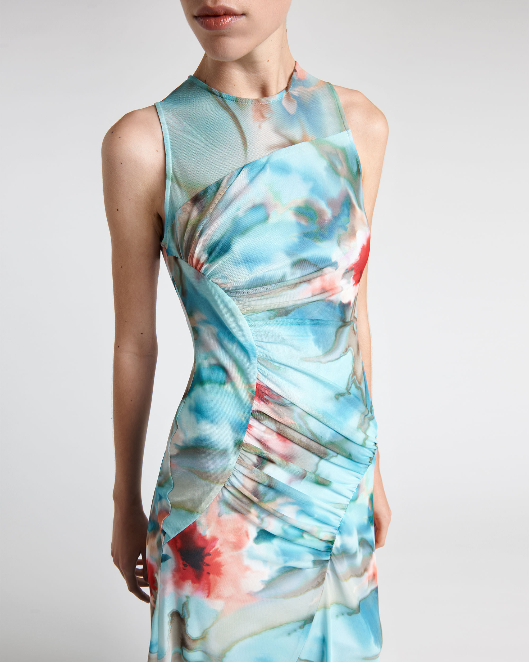 shoot-studio-cue-archive-sleeveless-midi-dress-aqua-multicolour-front-detail