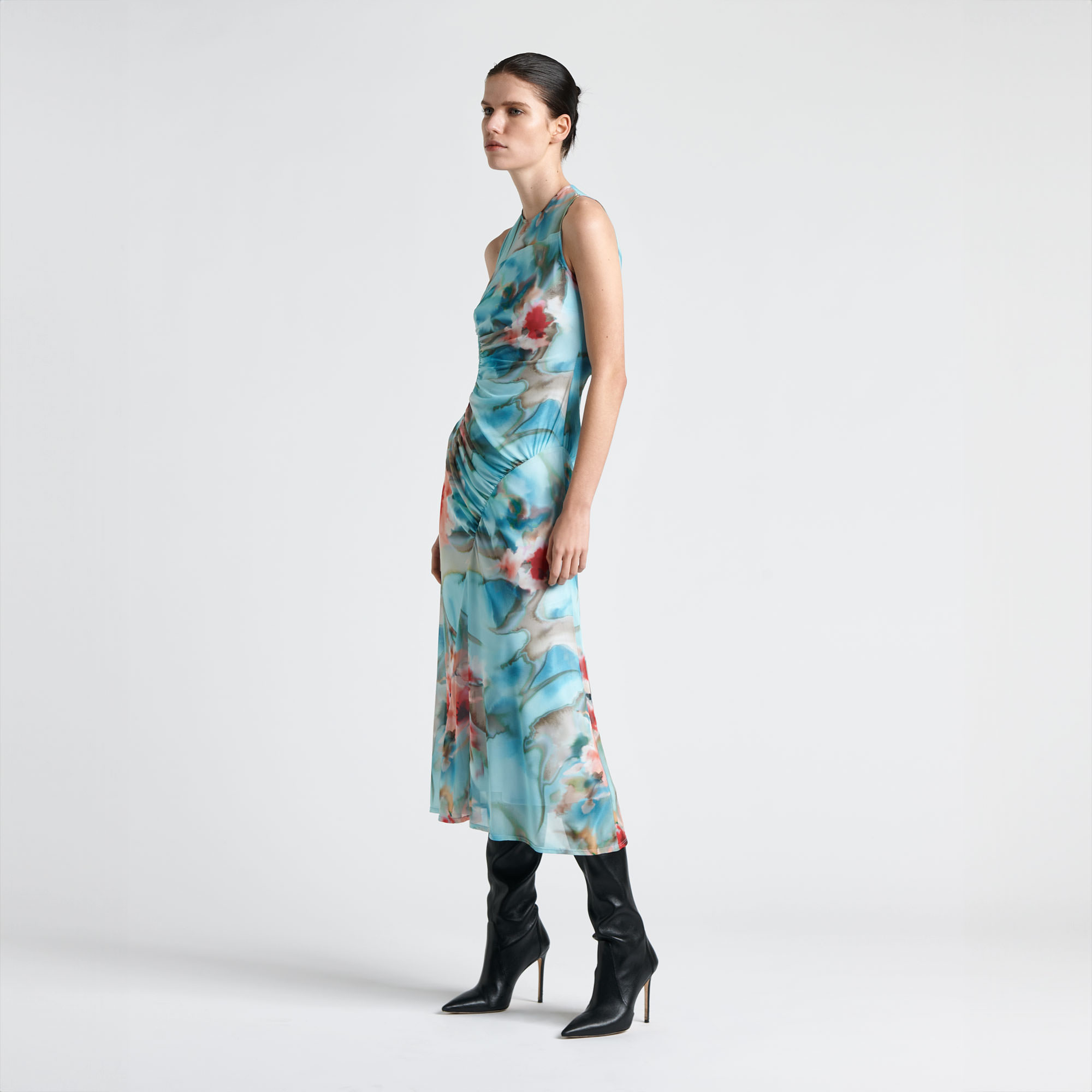 shoot-studio-cue-archive-sleeveless-midi-dress-aqua-multicolour-front-portfolio